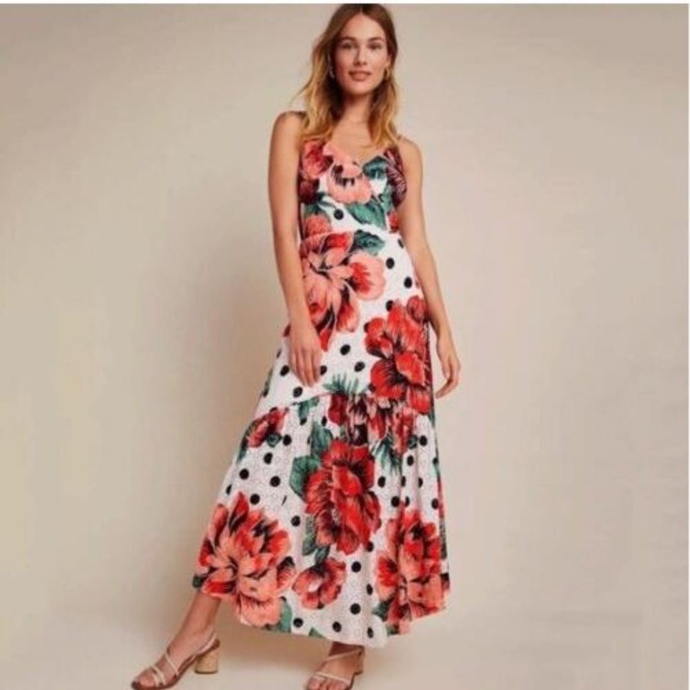 New Farm Rio Riviera Red Eyelet Maxi Dress Size 4